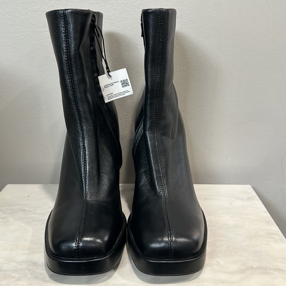 Zara Platform Specification Leather High Heel Ankle Boots Size 41 US 10 - Picture 8 of 13